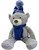 Sitting Grey Bear With Blue Saltire Hat & Scarf With Nose Cute Eyes Plush Soft Toy Gift for Kids
