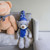 Sitting Grey Bear With Blue Saltire Hat & Scarf With Nose Cute Eyes Plush Soft Toy Gift for Kids