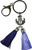 Metal Thistle Keyring Traditional Scottish with Black and Purple Tassels Twin Clasp Swivel Lobster Carabiner Snap Hook and Flat Split Ring