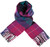 Unisex Lambswool Scarf In Mixed Check Magenta Black Design 30cm Wide