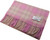 Unisex Lambswool Scarf In Pink Green Check Design 30cm Wide