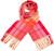 Unisex Lambswool Scarf In Multi Windowpane - Coral Pink Tartan Design 30cm Wide