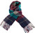 Unisex Lambswool Scarf In Mixed Check Burgundy Navy Design 30cm Wide