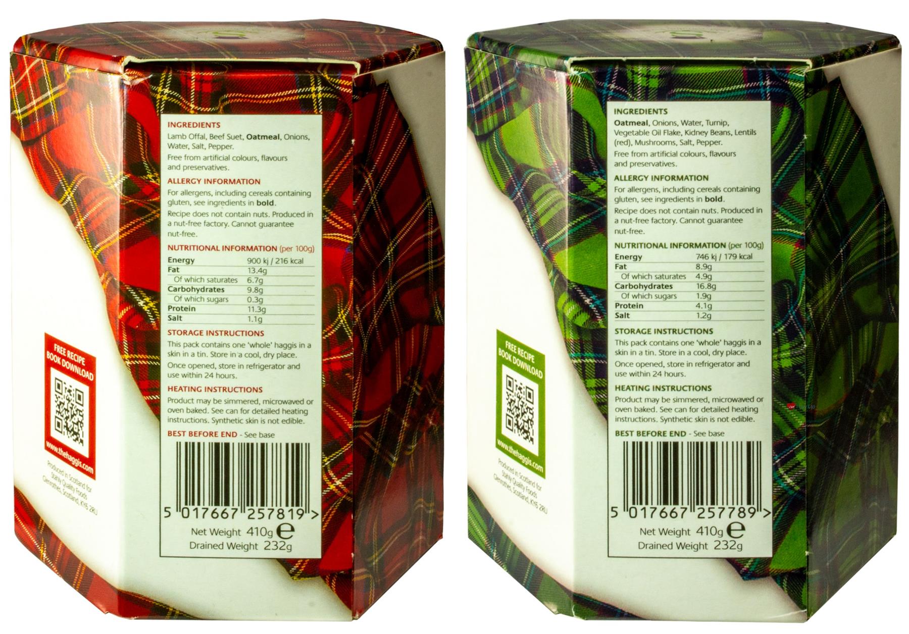 Scottish Haggis and Vegetarian Haggis Selection of 2 Tins Made in ...
