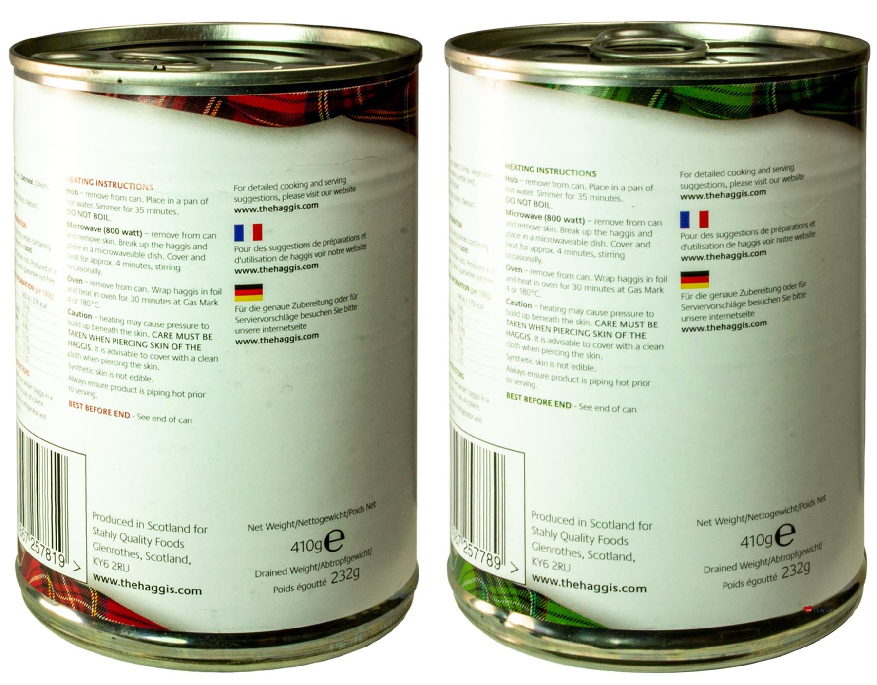 Scottish Haggis and Vegetarian Haggis Selection of 2 Tins Made in ...