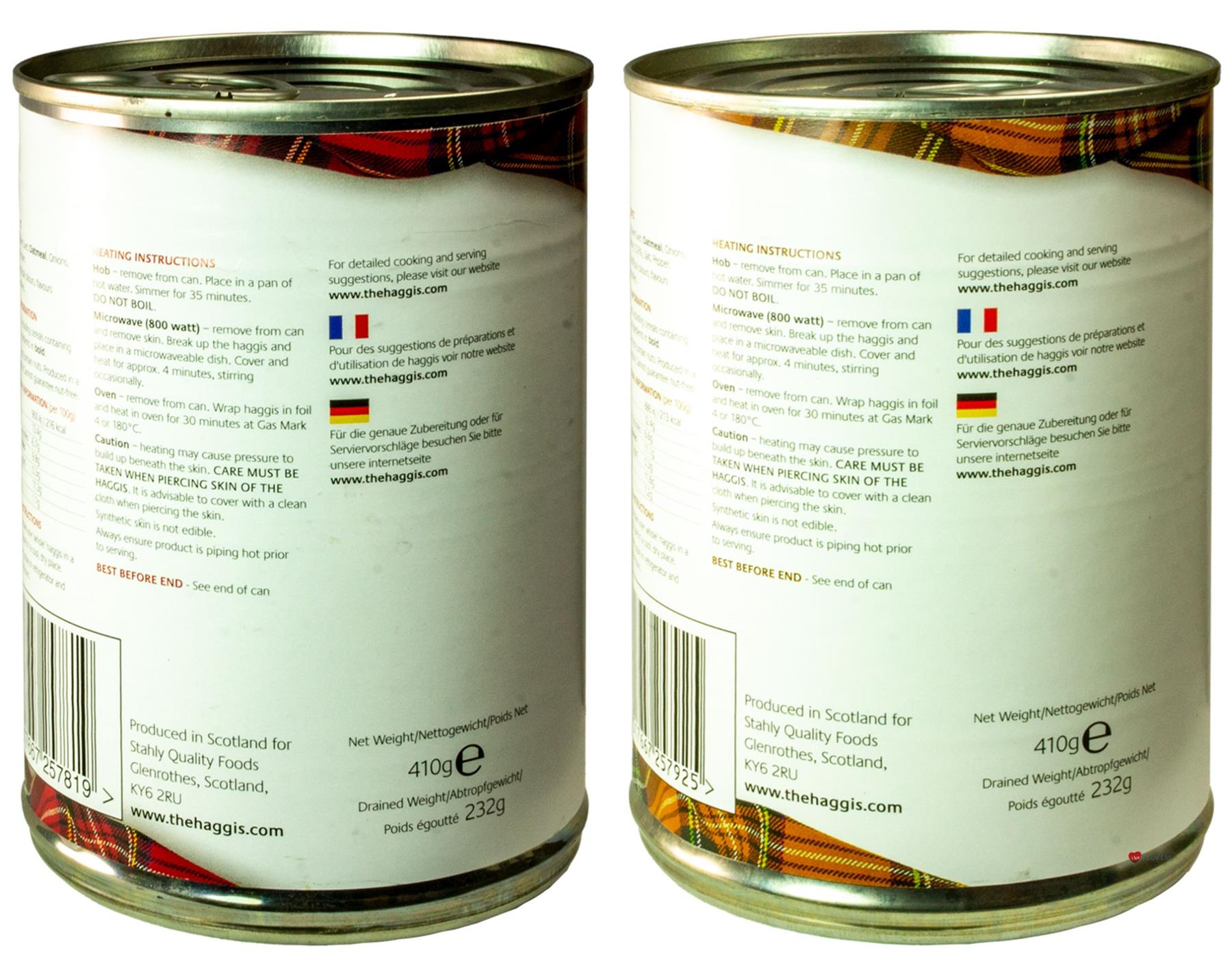 Scottish Haggis and Scotch Whisky Haggis Tin Selection of 2 Tins Made ...
