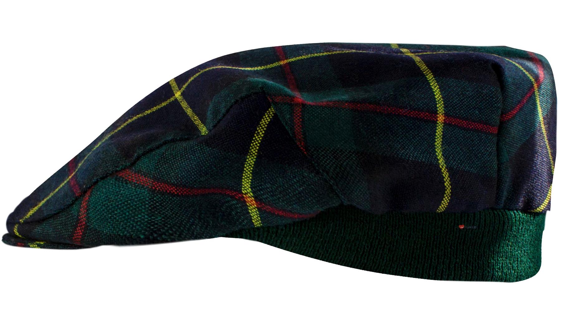 Mens Tartan Flat Cap MacLeod of Harris Modern Tartan Plaid Design