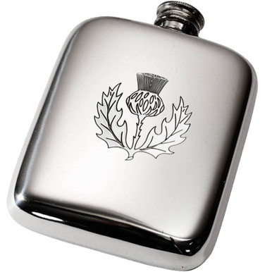Scottish Thistle Pewter Hip Flask 6oz – Made In UK, Gift Boxed