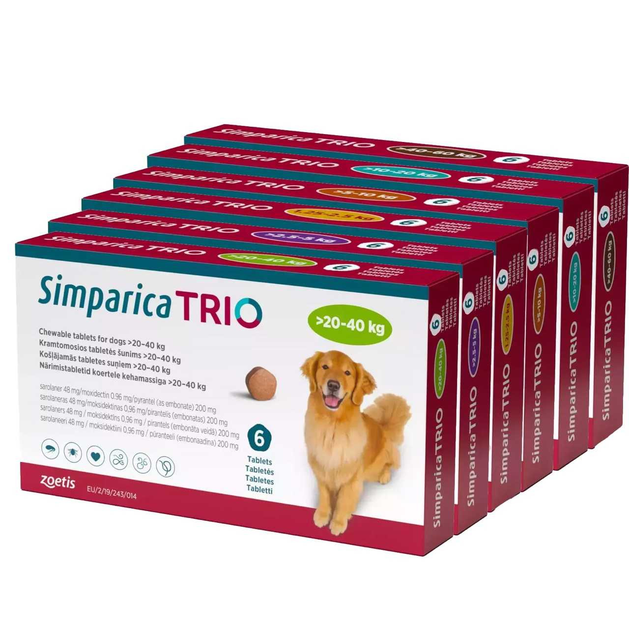 Simparica Trio (chien 10 - 20 kg) Boîte de 6 comprimés
