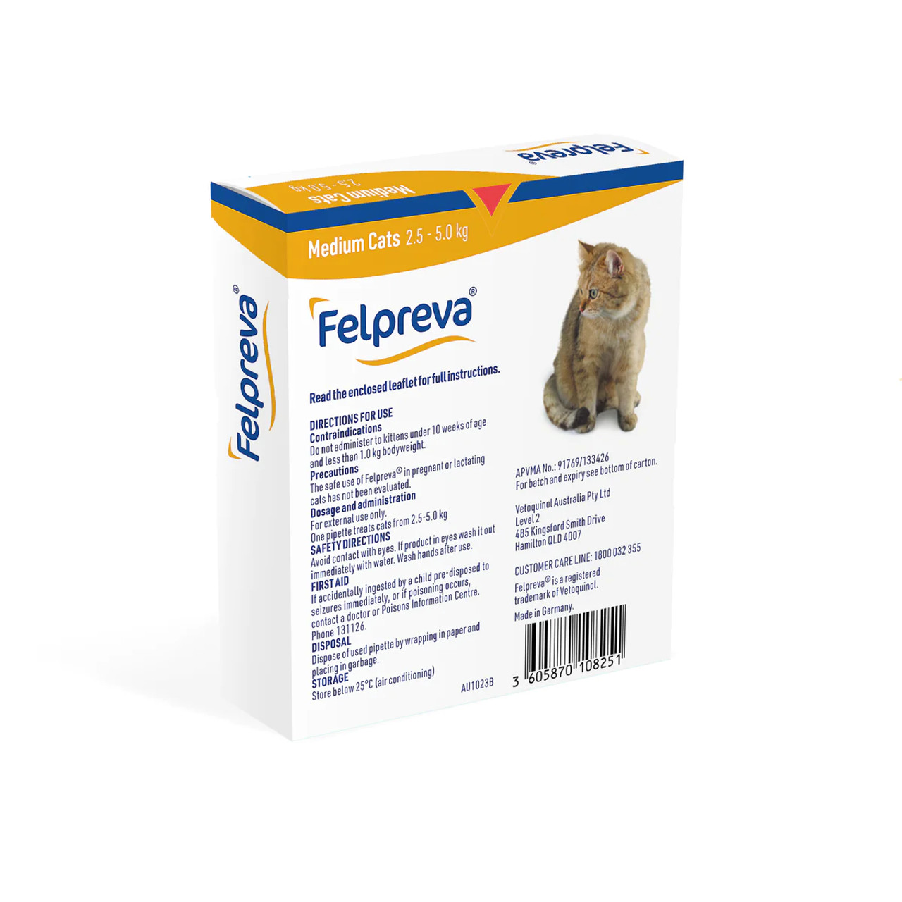 Felpreva Spot-On voor middelgrote katten 2.5-5kg (5.1-11.02 lbs) - 1PK