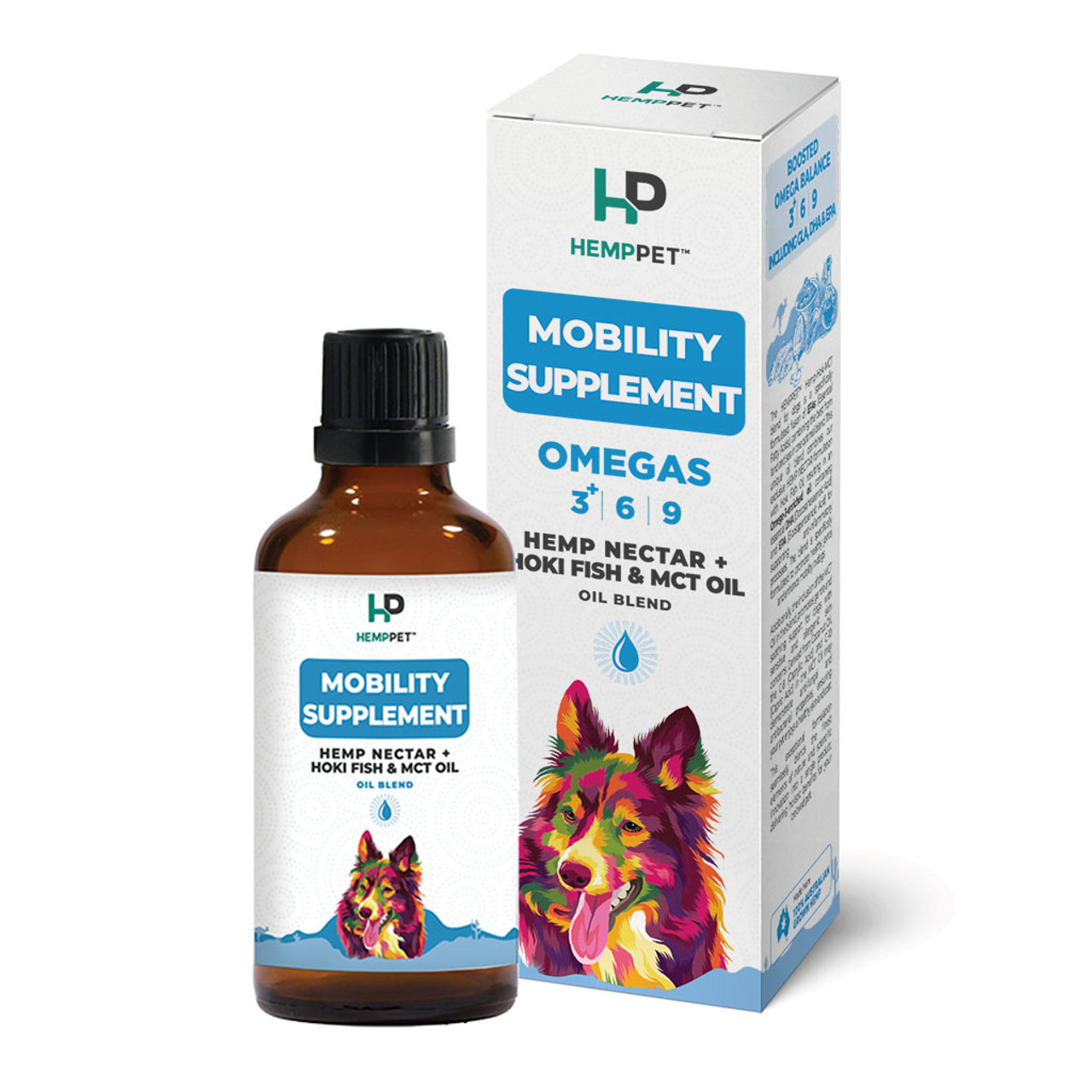 HempPet Integratore di mobilità Miscela di olio di semi di canapa e nettare + pesce Hoki e olio MCT per cani 100 ml (3,38 fl oz)