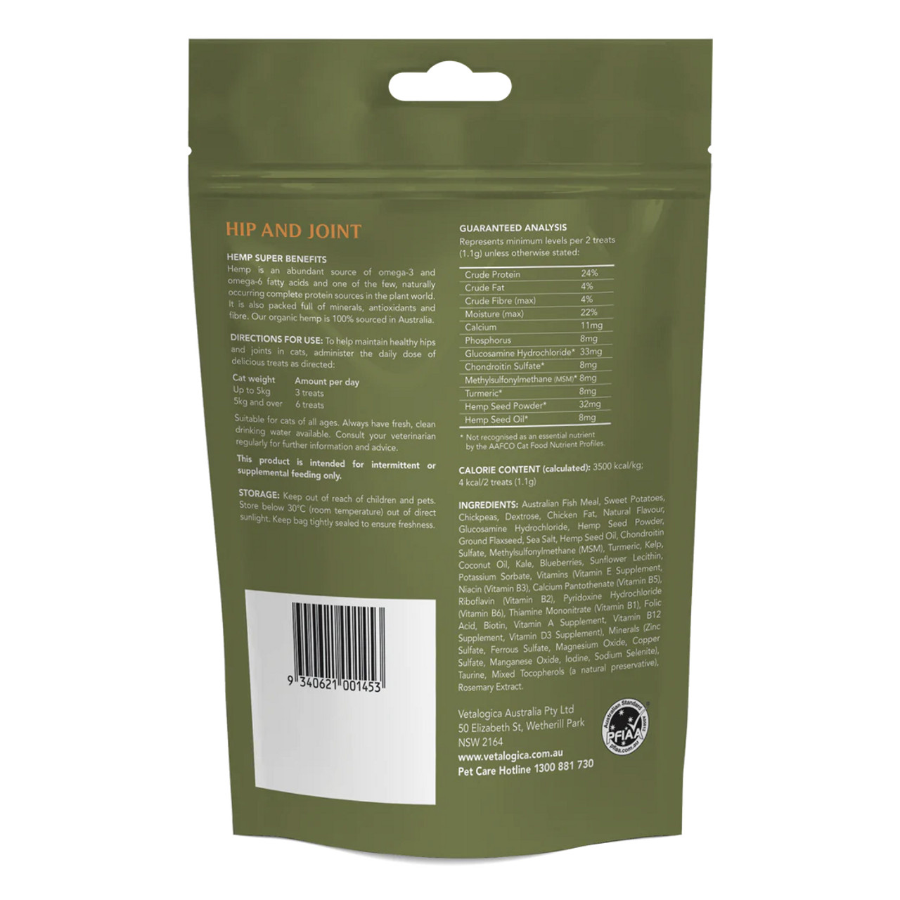 Vetalogica Hennep Clinicals Heup & Gewricht Behandelingen voor Katten 100g (3.52 oz)