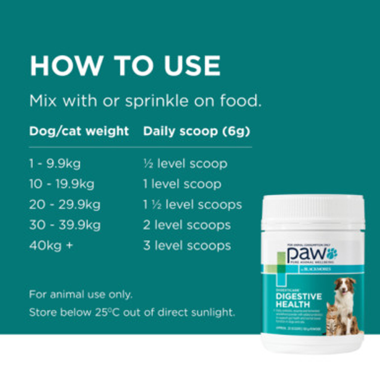 PAW By Blackmores DigestiCare Probiotic Digestive Health voor honden en katten 150g