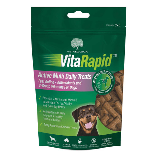 20% rabatt på Vetalogica VitaRapid Active Multi Daily Treats för hundar - 210 g (7,4 oz) hos Atlantic Pet Products