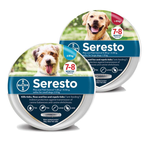20% rabat på Seresto loppe- og flåthalsbånd til hunde hos Atlantic Pet Products