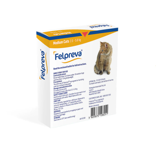 Felpreva Spot-On voor middelgrote katten 2.5-5kg (5.1-11.02 lbs) - 2PK