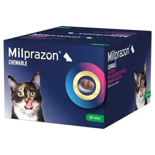 고양이 4kg-8kg(8.8-17.6파운드)를 위한 밀프라존 츄어블 16/40mg - 48정 20% 할인
