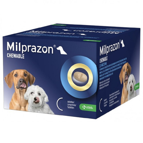 20% rabatt på Milprazon tuggtabletter 2,5/25 mg för små hundar och valpar 1 kg-5 kg (2,2-11 lbs) - 48 tuggtabletter på Atlantic Pet Products