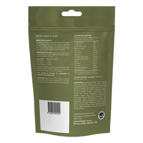 Vetalogica Hemp Clinicals Huid & Vacht Traktaties voor Honden 225g