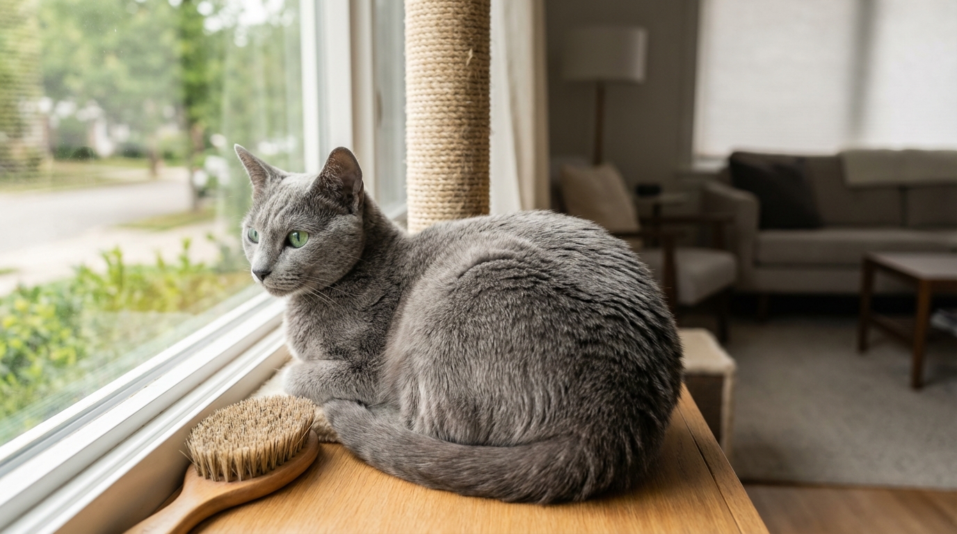 قط الروشن بلو: دليل السلالة وطباعها والعناية اليومية