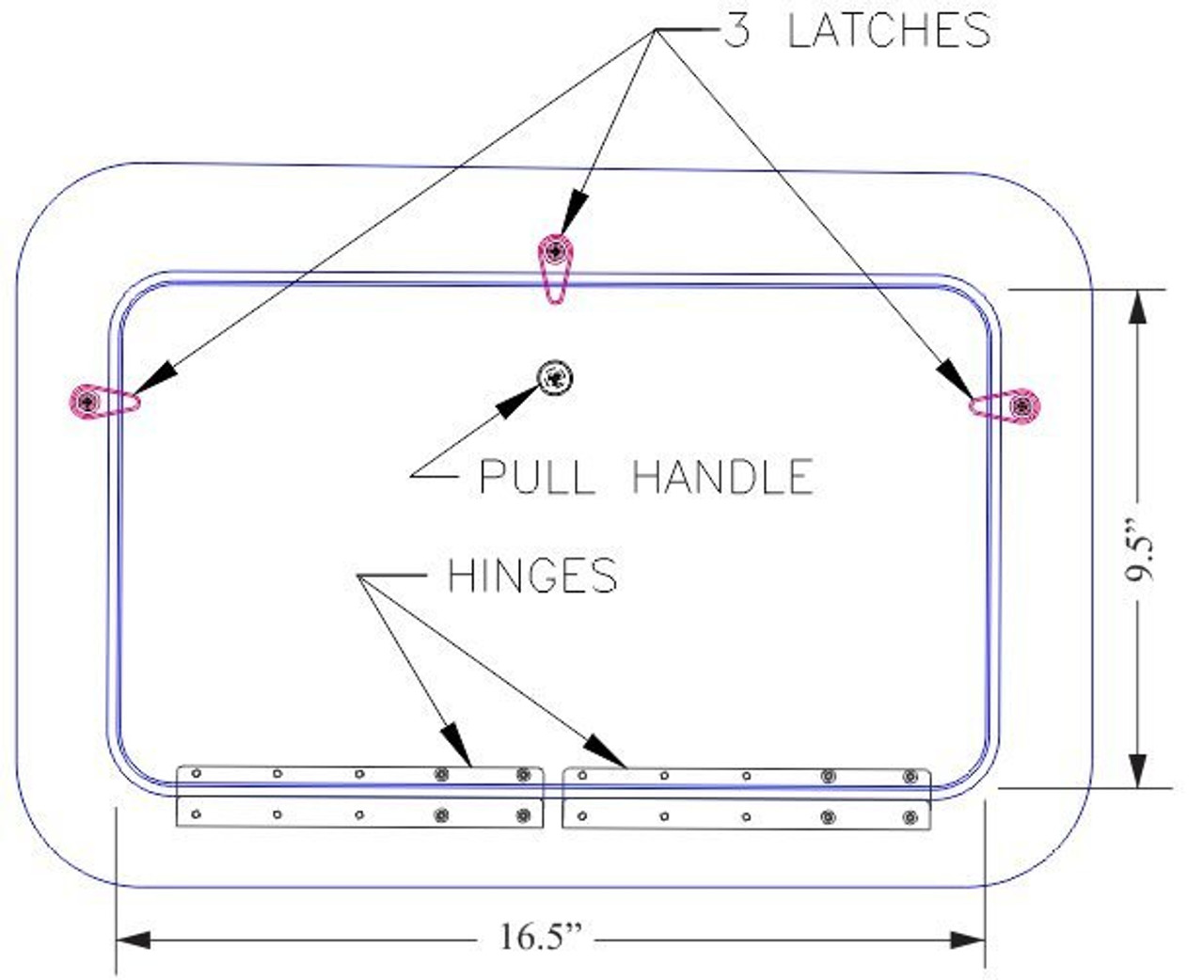 W-1250 - Cessna 205/P206 & 210 Center Window with Vent - Drawing