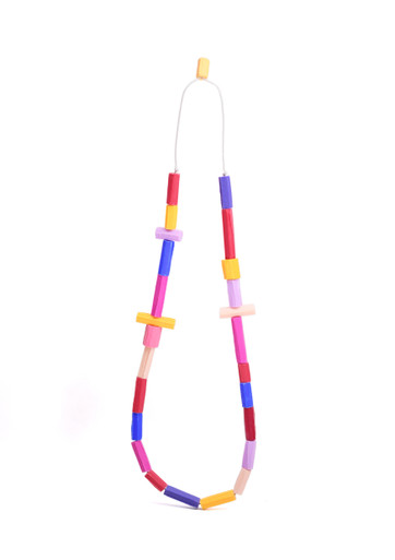 Yellow, Red and Purple Marker Necklace