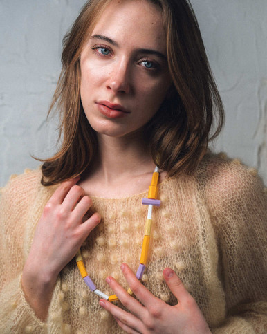 Yellow, Red and Purple Marker Necklace