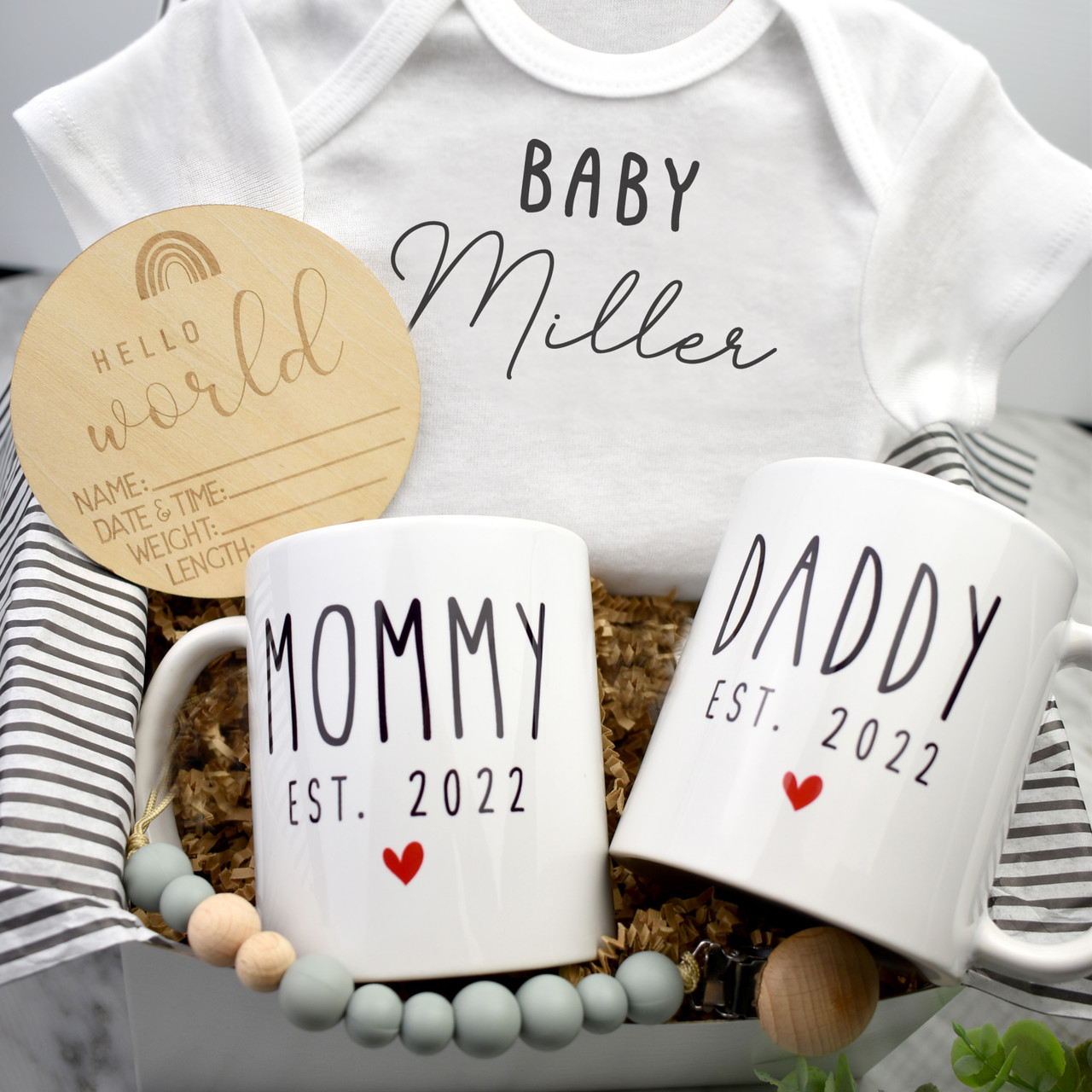 New Parents Gift Basket, New Parents Gift Box, New Parents Gift Set, Mugs,  Pregnancy Announcement,…