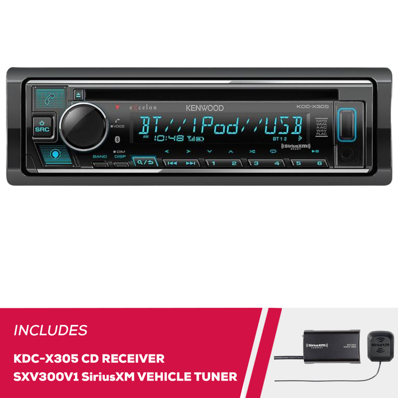 Kenwood eXcelon KDC-X305 Single DIN CD w/ Bluetooth SiriusXM Tuner