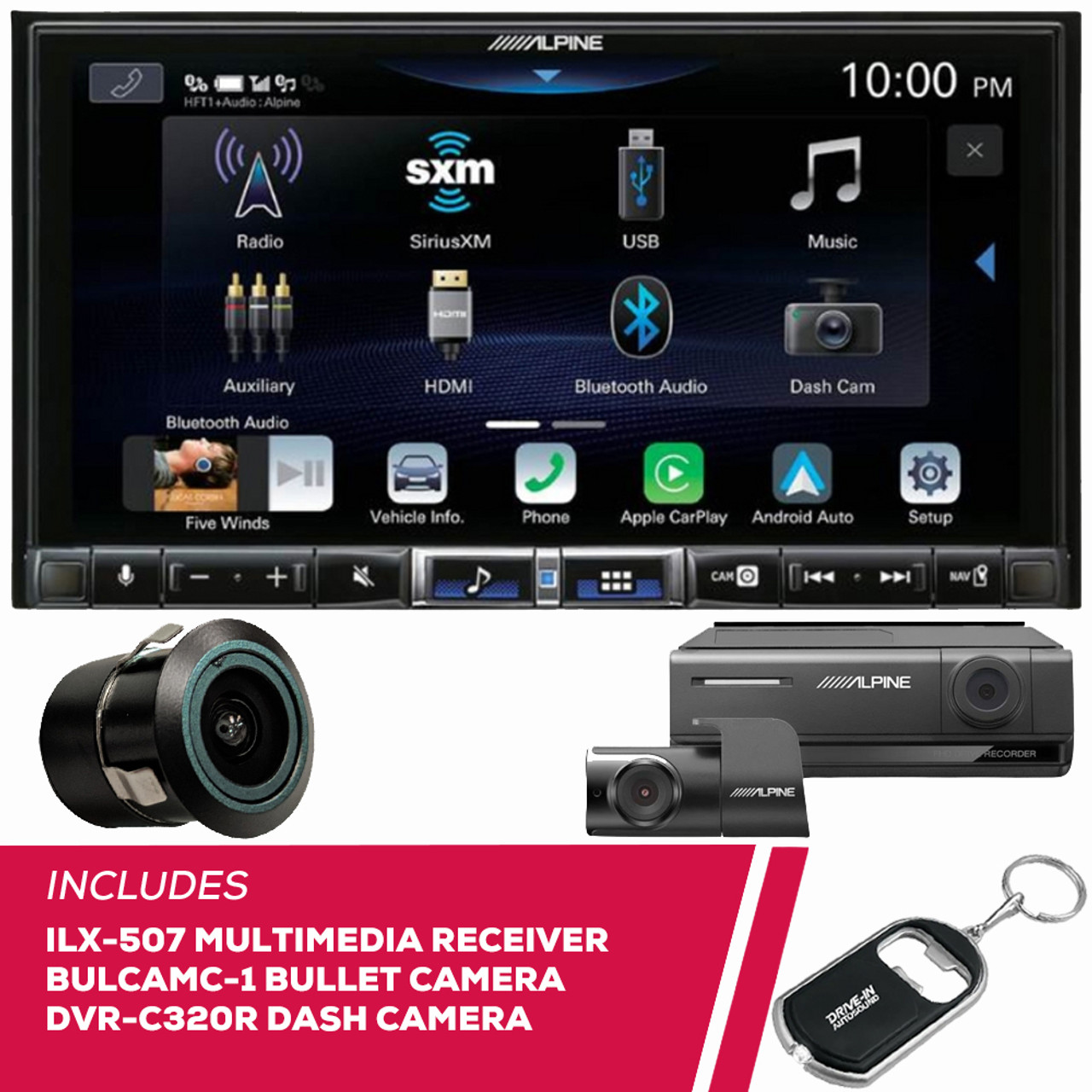 Alpine DVR-C320R HD dash cam with Wi-Fi and included rear-view cam