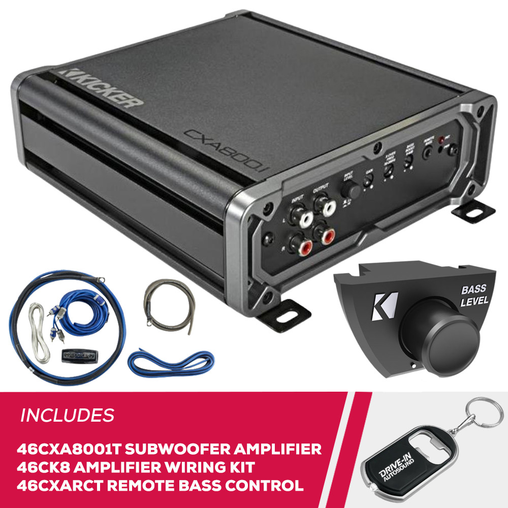 Kicker 46CXA8001T Mono Sub Amplifier w/ 46CK4 Amp Kit & 46CXARCT