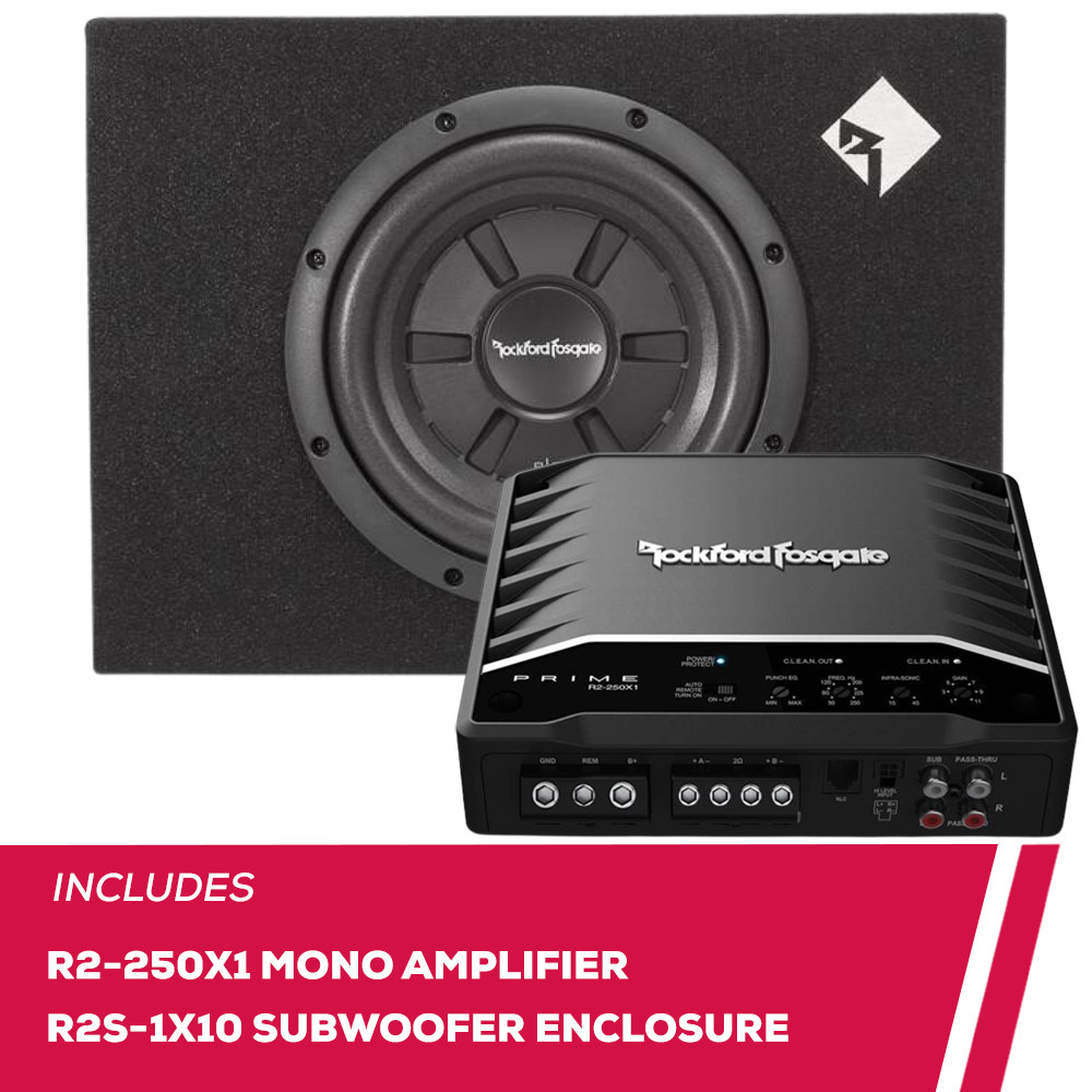 Rockford Fosgate R2-250X1 Mono Amplifier & R2S-1X10 10
