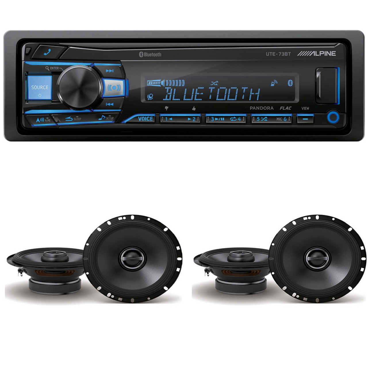 Alpine UTE-73BT Bluetooth Multimedia Receiver With S-S65 Coaxial 2