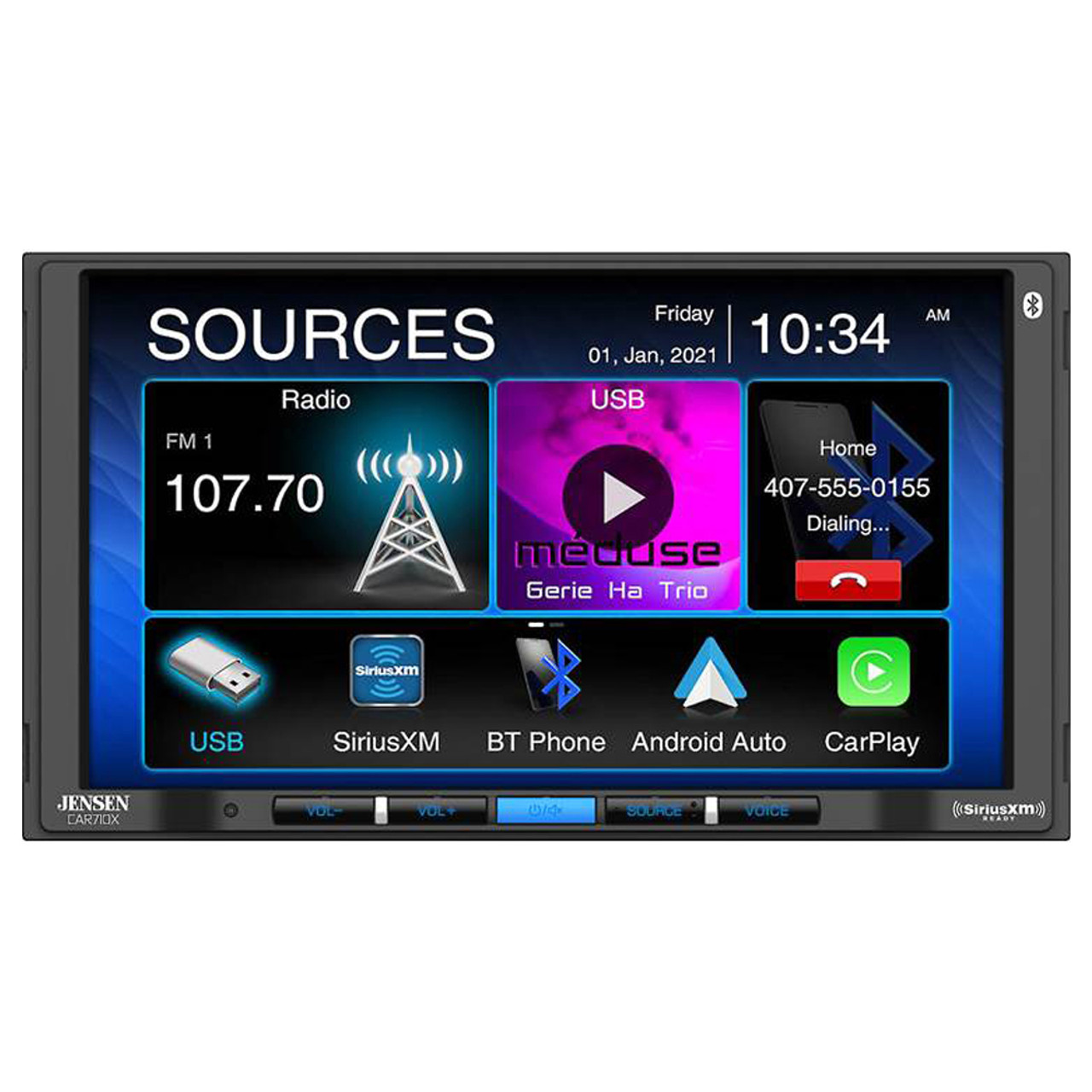 Jensen CAR710X 7 Inch Digital Multimedia Receiver w/ Apple Carplay/Android  Auto