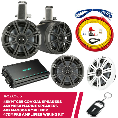 Kicker 45KMTC65 6.5" Speakers w/ 45KM654 Speakers & 48KMA3604 Amplifier, Amp Kit