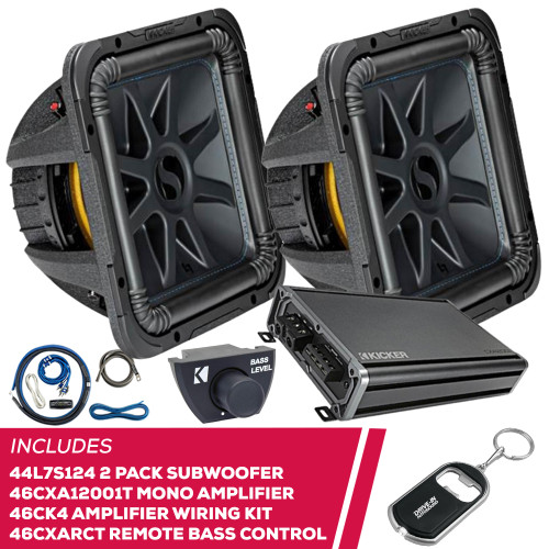 Kicker 44L7S124 12" Subwoofer w/ 46CXA12001T Amp & 46CK4 Kit & 46CXARCT Remote Kicker 44L7S124 12" Subwoofer w/ 46CXA12001T Amp & 46CK4 Kit & 46CXARCT Remote