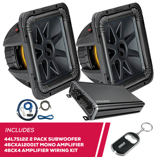 Kicker Pair of 44L7S122 12" Subwoofer w/  46CXA12001T Amplifier & 46CK4 Amp Kit Kicker Pair of 44L7S122 12" Subwoofer w/  46CXA12001T Amplifier & 46CK4 Amp Kit