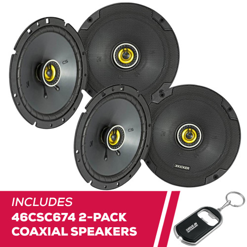 Kicker 2 Pairs Of 46CSC674 CS Series 6-3/4" 2-Way Coaxial Speakers w/ 300W Peak Kicker 2 Pairs Of 46CSC674 CS Series 6-3/4" 2-Way Coaxial Speakers w/ 300W Peak
