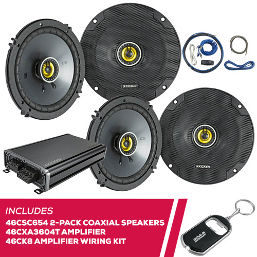 Kicker 2 Pairs Of 46CSC654 6.5" Speakers w/ 46CXA3604T Amplifier & 46CK8 Amp Kit Kicker 2 Pairs Of 46CSC654 6.5" Speakers w/ 46CXA3604T Amplifier & 46CK8 Amp Kit