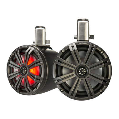Kicker 2-Pack 45KMTC8 8" Coaxial Tower Speakers with 48KMA6006 Marine Amplifier