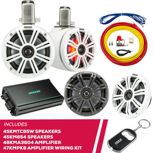 Kicker 45KMTC65W 6.5" Speakers & 45KM654 Speakers & 48KMA3604 Amplifier, Amp Kit Kicker 45KMTC65W 6.5" Speakers & 45KM654 Speakers & 48KMA3604 Amplifier, Amp Kit