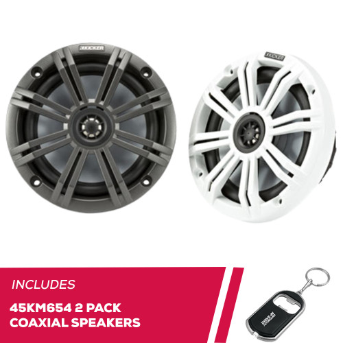 Kicker Pair of 45KM654 6.5" 2-Way Coaxial Marine Speakers & 195 Watts Peak Power