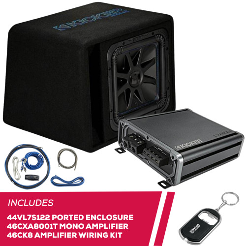 Kicker 44VL7S122 Ported Enclosure w/ 46CXA8001T Amplifier & 46CK8 Amplifier Kit Kicker 44VL7S122 Ported Enclosure w/ 46CXA8001T Amplifier & 46CK8 Amplifier Kit