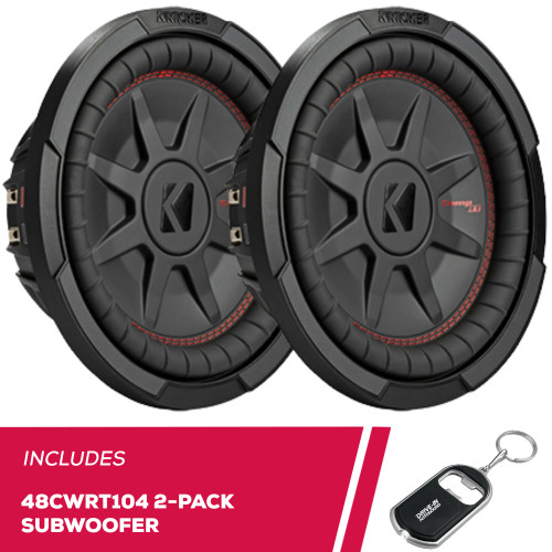Kicker Pair of 48CWRT104 Shallow-Mount 10" Subwoofer with Dual 4-Ohm Voice Coils