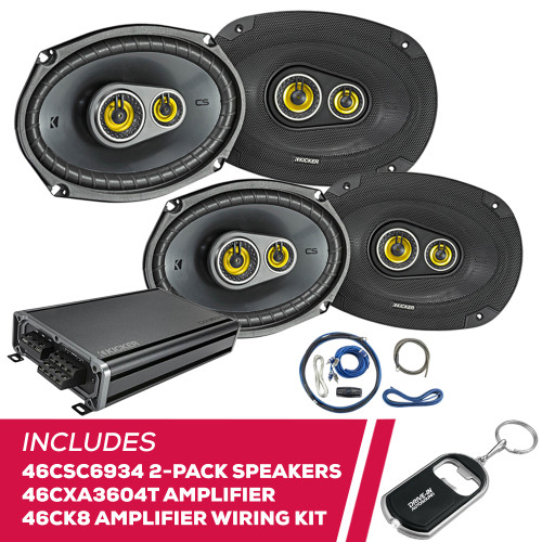 Kicker 2 Pairs Of 46CSC6934 6"x9" Speakers w/ 46CXA3604T Amp & 46CK8 Amp Kit Kicker 2 Pairs Of 46CSC6934 6"x9" Speakers w/ 46CXA3604T Amp & 46CK8 Amp Kit