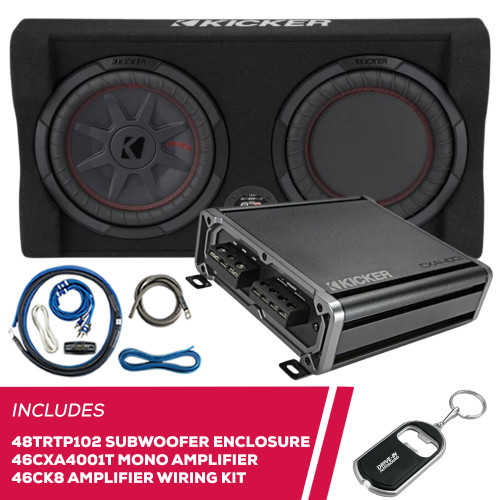 Kicker 48TRTP102 10" Subwoofer Enclosure w/ 46CXA4001T Amplifier & 46CK8 Amp Kit Kicker 48TRTP102 10" Subwoofer Enclosure w/ 46CXA4001T Amplifier & 46CK8 Amp Kit