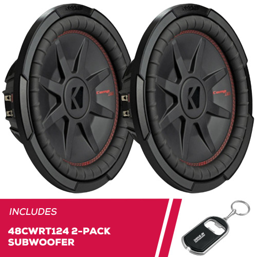 Kicker Pair of 48CWRT124 Shallow-Mount 12" Subwoofer with Dual 4-Ohm Voice Coils