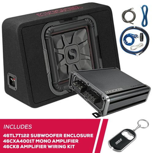 Kicker 46TL7T122 12" Subwoofer with Enclosure & 46CXA4001T Amp & 46CK8 Amp Kit Kicker 46TL7T122 12" Subwoofer with Enclosure & 46CXA4001T Amp & 46CK8 Amp Kit