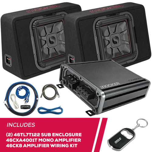 Kicker Pair of 46TL7T122 12" Subwoofer w/ Enclosure & 46CXA8001T Amp & Amp Kit Kicker Pair of 46TL7T122 12" Subwoofer w/ Enclosure & 46CXA8001T Amp & Amp Kit