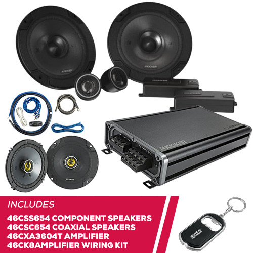 Kicker 46CSS654 6.5" Speakers w/ 46CSC654 Speakers & 46CXA3604T Amp & Amp Kit